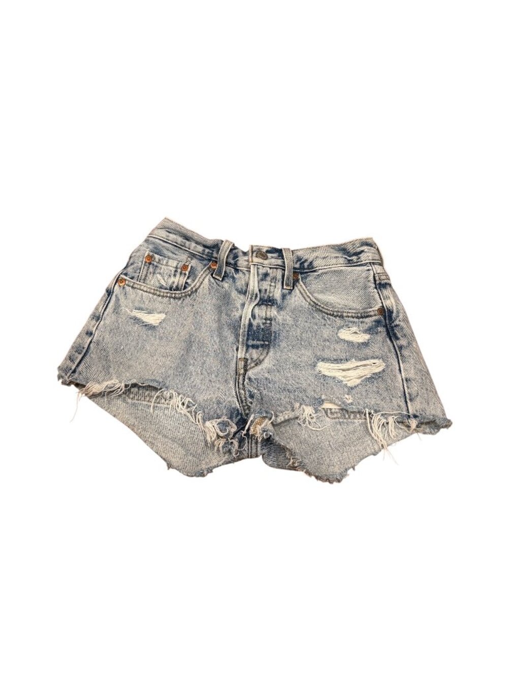 Levi’s 501 Distressed Denim Shorts Womens W24 Light Wash Cutoff Raw Hem